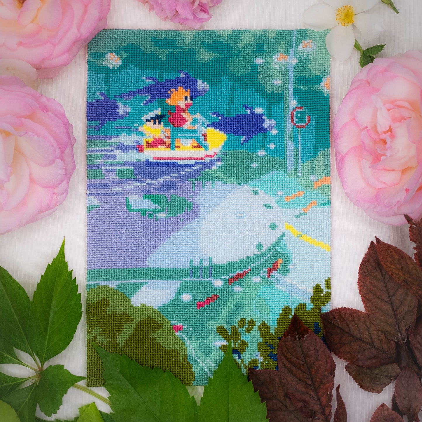 Studio Ghibli cross stitch pattern - Sosuke and Ponyo