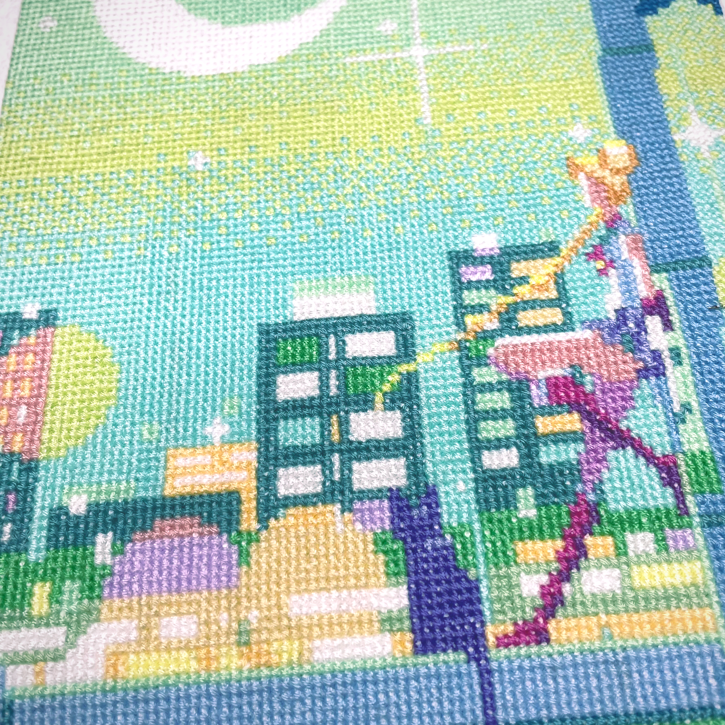 Sailor Moon cross stitch pattern - Usagi and Luna at night