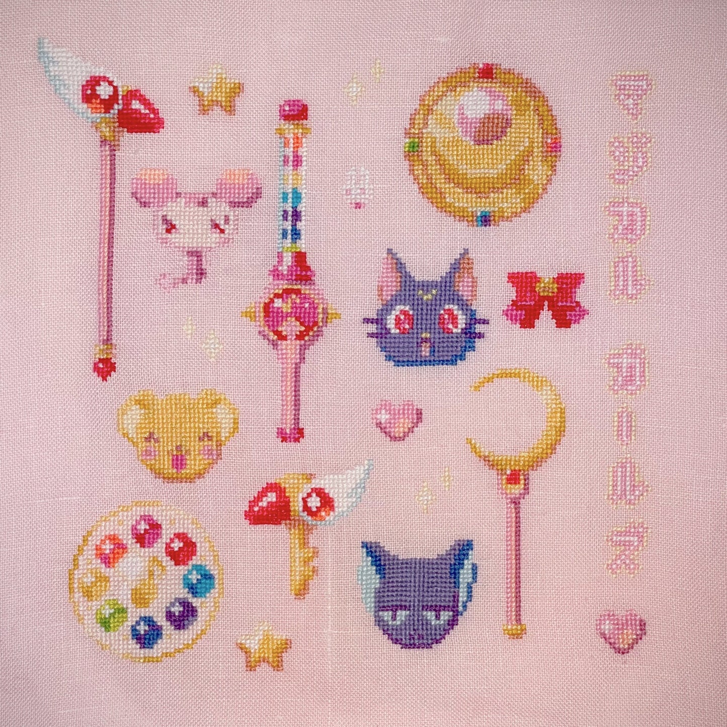 Magical girls cross-stitch pattern - Sailor Moon, Sakura and Doremi