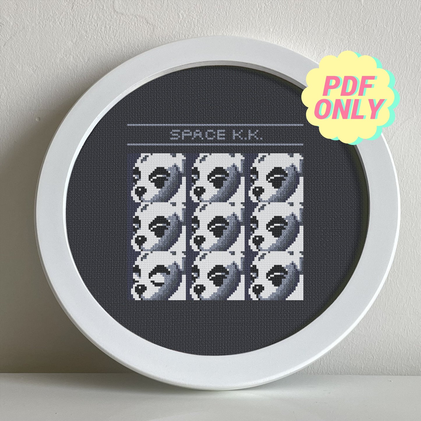 Animal Crossing cross stitch pattern - Space K.K. album cover