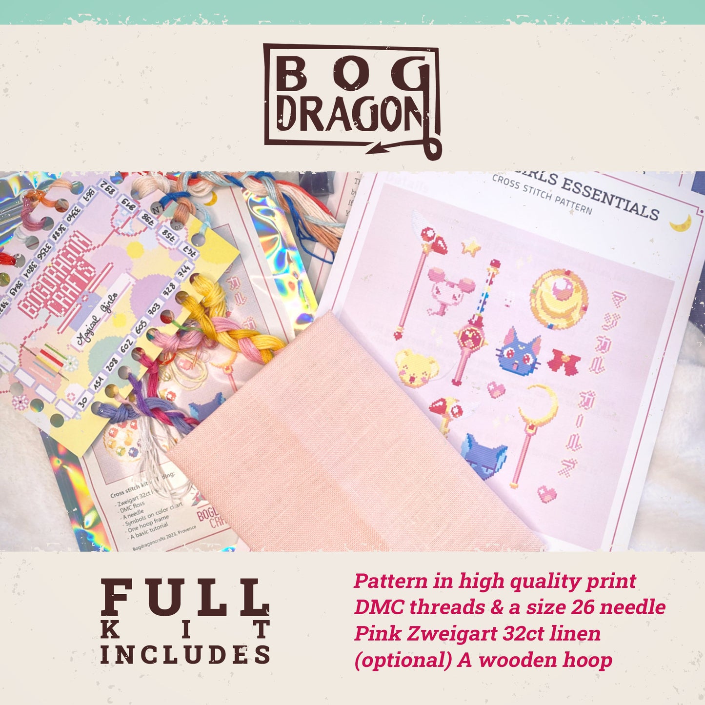 Magical girls cross-stitch kit - Sailor Moon, CC Sakura, Magical Doremi
