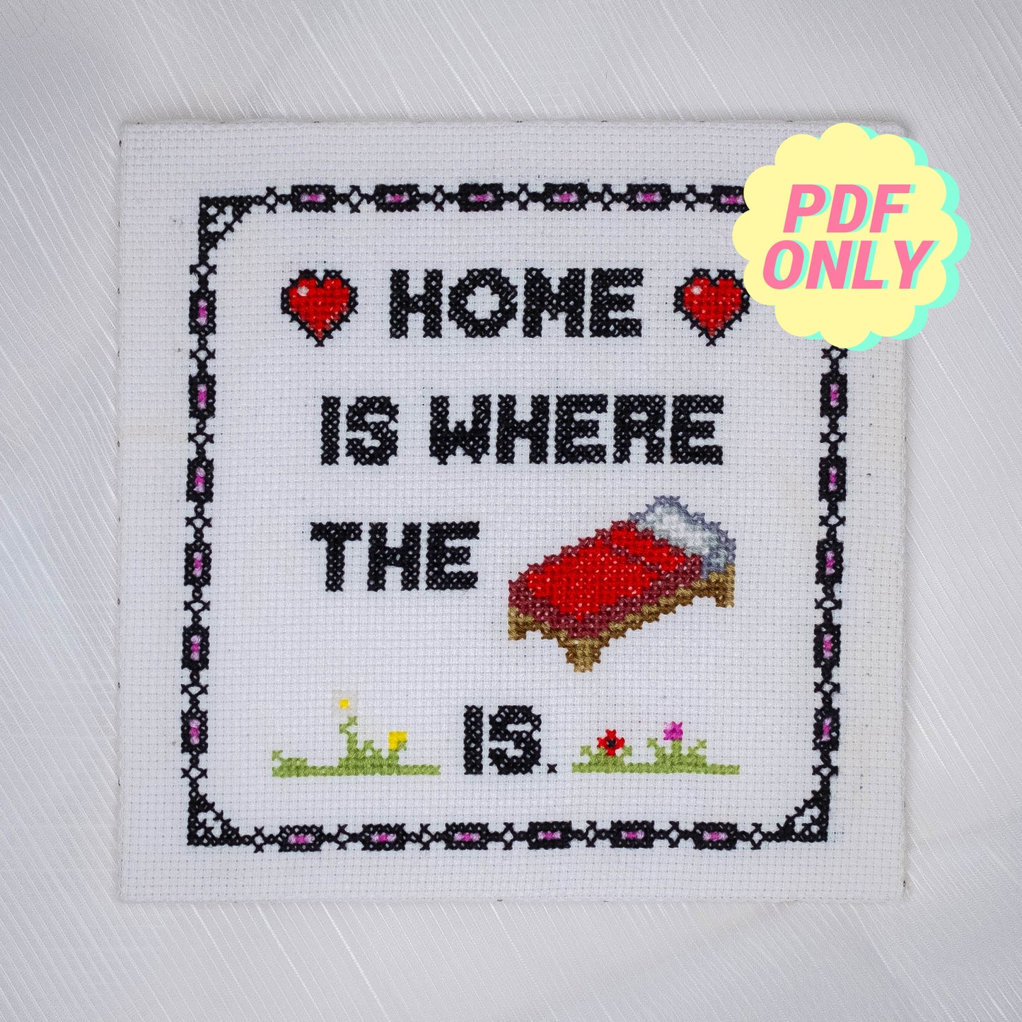 Minecraft bed cross stitch pattern - Home sweet home