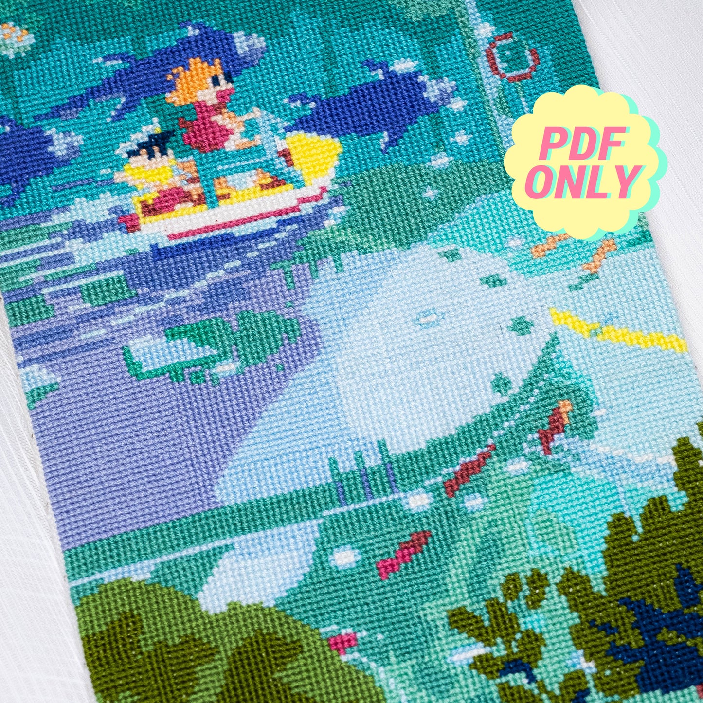 Studio Ghibli cross stitch pattern - Sosuke and Ponyo