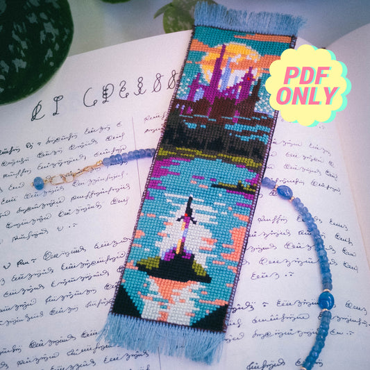 Fantasy Bookmark Cross Stitch Pattern: Witchy Medieval DIY (PDF)
